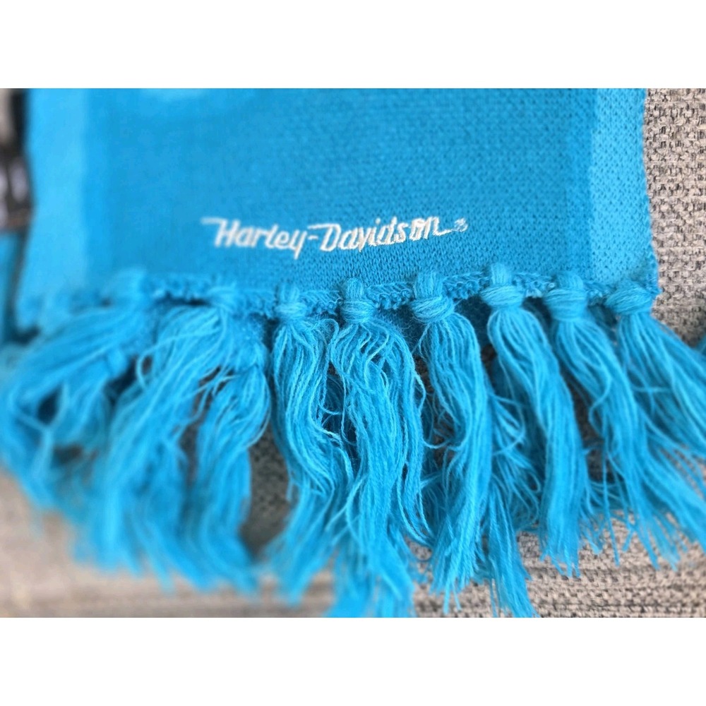 Knit  Harley Davidson Neck Scarf‎ Warmer Turquoise Blue Flame 58"L - Picture 8 of 12